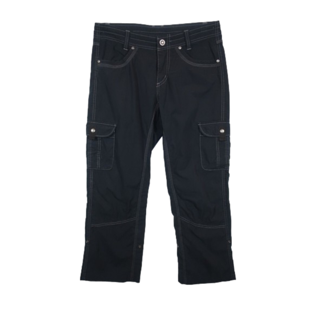 Kuhl Dark Charcoal Gray Crop Cargo Pants Size 8 Reg Cotton Stretch
